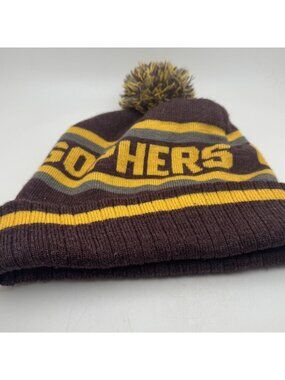 Gophers Beanie Hat NCAA College Knit Pom Pom Brown Gold Gray Winter Cap
